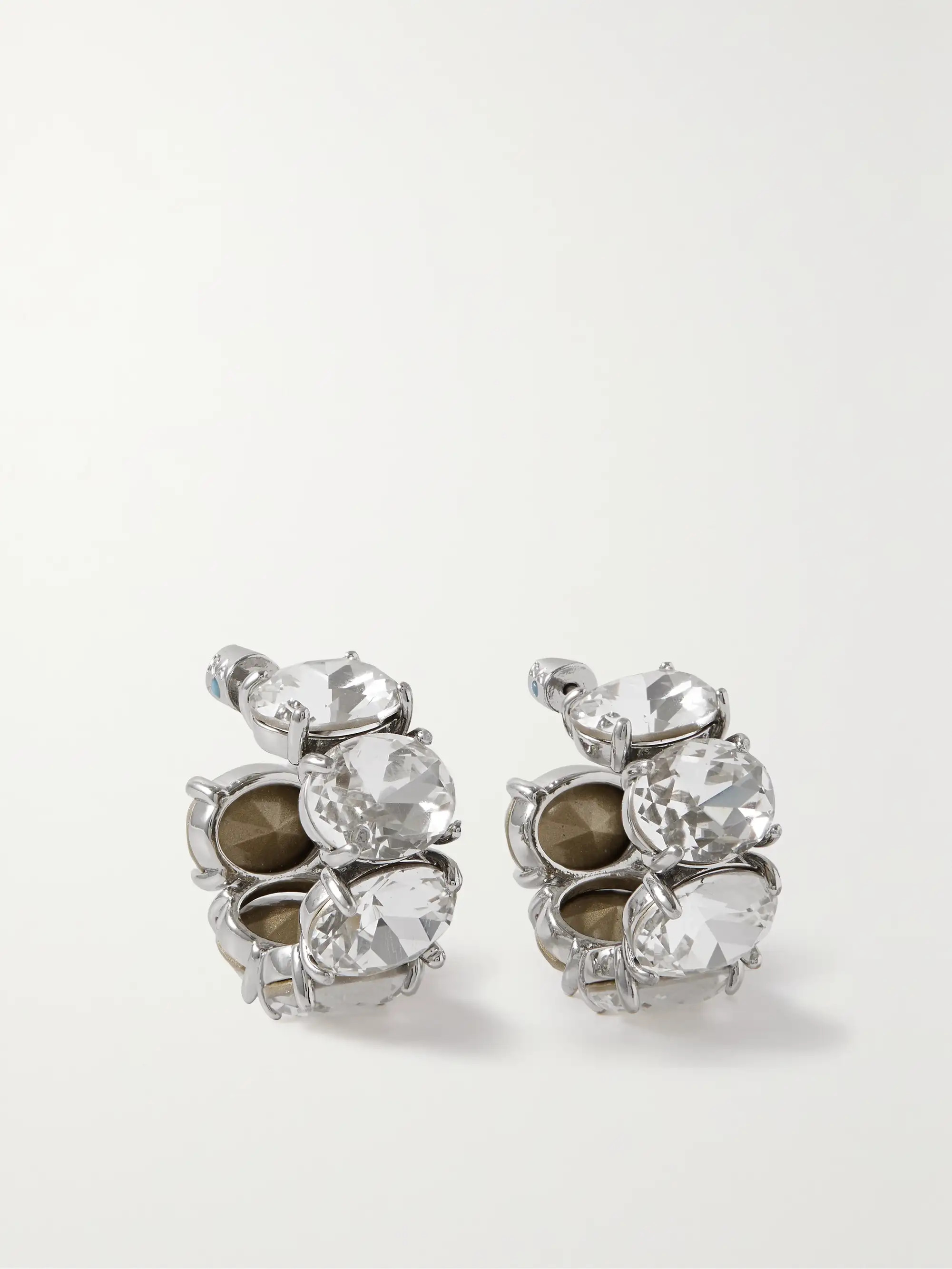 The Royals silver-tone crystal hoop earrings | NET-A-PORTER APAC