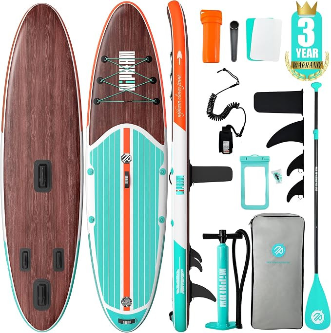 Niphean Inflatable Stand Up Paddle Board with SUP Accessories, Anti-Slip EVA Deck, 10’6’’ I... | Amazon (US)
