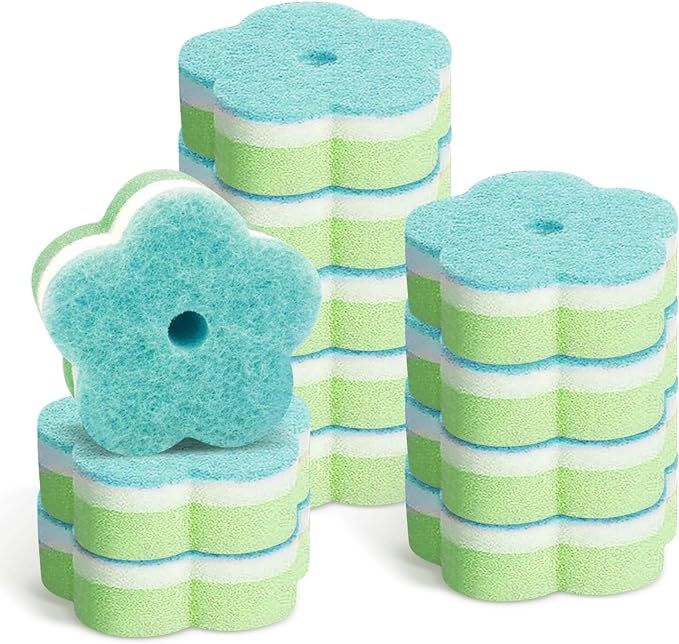 Individually Wrapped Sponges, 24 Pack Multi-Use Scrunge Scrub Sponge, Flower Shaped Non-Scratch S... | Amazon (US)