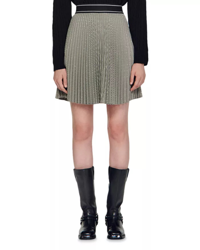 Rhinestone Houndstooth Pleated Mini Skirt | Bloomingdale's (US)