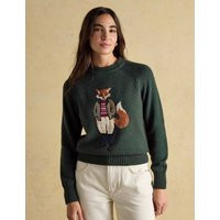 Joules Cotton Rich Fox Jumper with Wool Green Mix | Marks & Spencer (UK)