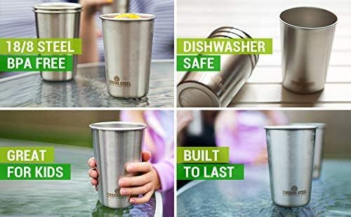 10oz Stainless Steel Cups - Metal Drinking Cups For Kids - BPA free (4 Pack) | Amazon (US)