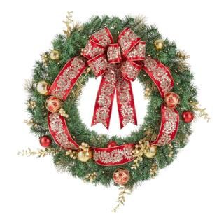 Home Accents Holiday 36 in Prelit Royal Easton Wreath 21GR60005 - The Home Depot | The Home Depot