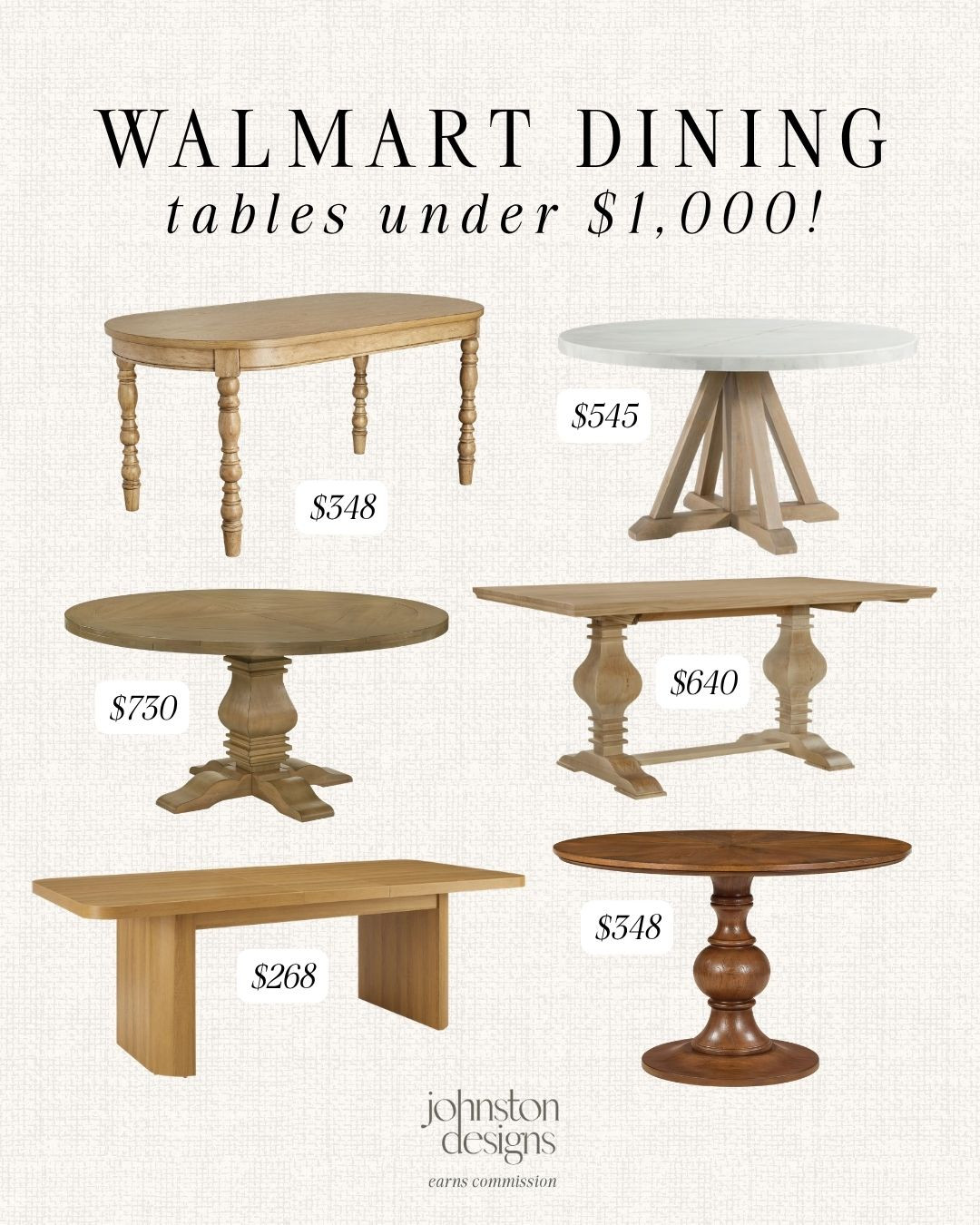 Walmart dining tables under $1,000. 🤍 Classic wood styles, round and rectangular options, affordable dining room finds.

Walmart dining table, dining room furniture, affordable dining table, wood dining table, round dining table, kitchen table ideas, dining room inspo, walmart home finds, budget furniture, classic dining style. 

 #LTKHome
