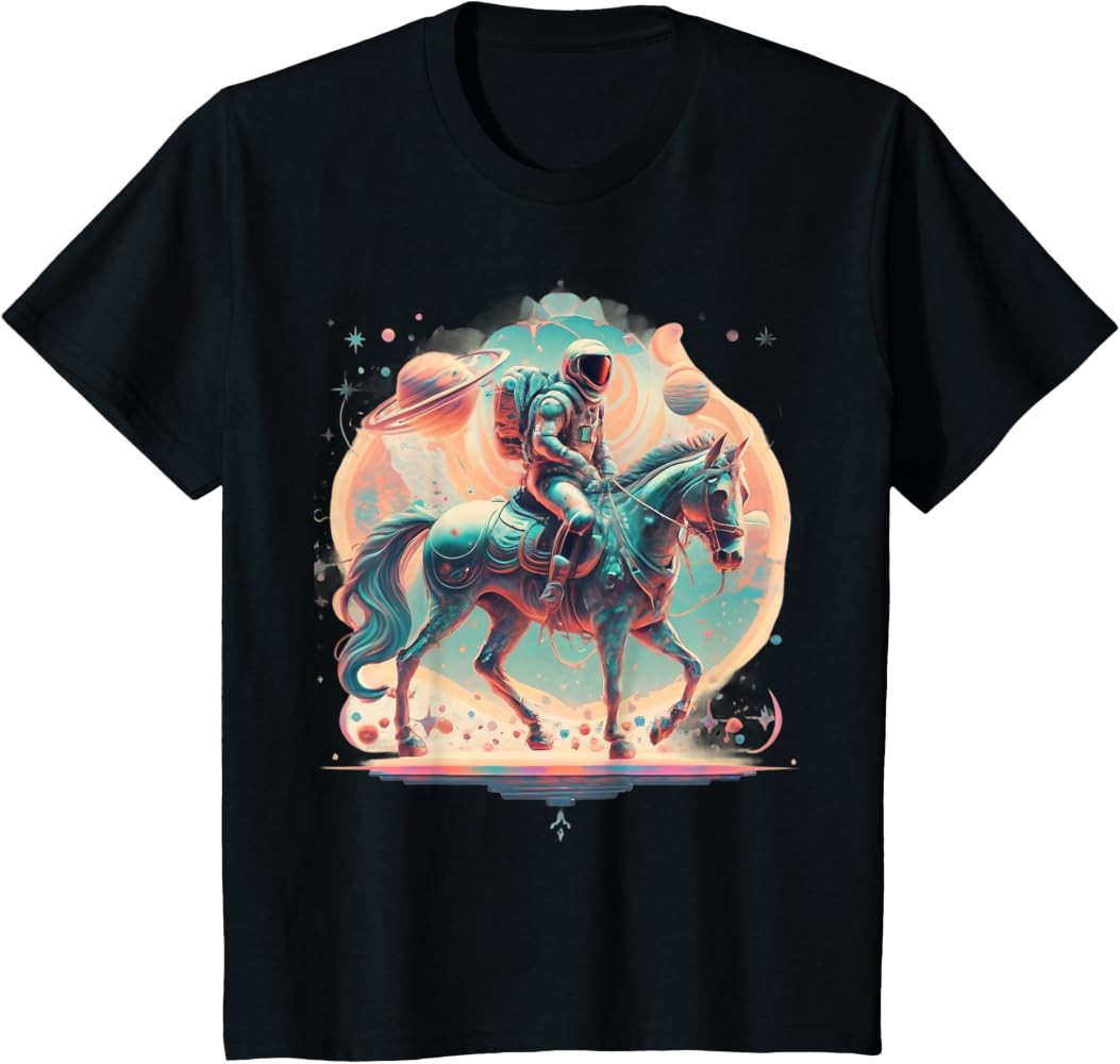 Astronaut Cowboy Riding a Horse in Space T-Shirt | Amazon (US)