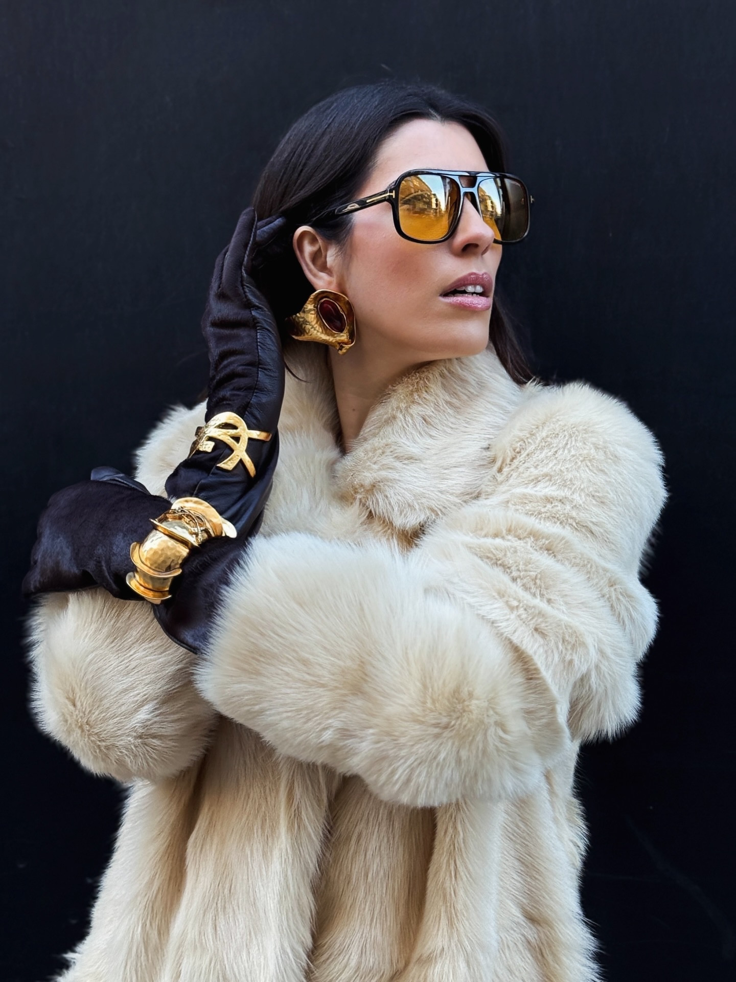 Power dressing enters its coldest season 🤍

Glasses: @tomford 
Jewelry: @ysl 
Coat: @nourhammour_paris 
Photographer: @oskarsto 

#editorial #editorialshoot #shooting #confidence #powerdressing #confidence #shearlingcoat #saintlaurent #ysl #tomford #nourhammour #nourhammourcoat #stmoritz #winterstyle #fur #furcoat #pfw #modeling