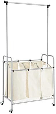 Amazon.com: Amazon Basics 3-Bag Laundry Hamper Sorter with Hanging Pole: Home & Kitchen | Amazon (US)