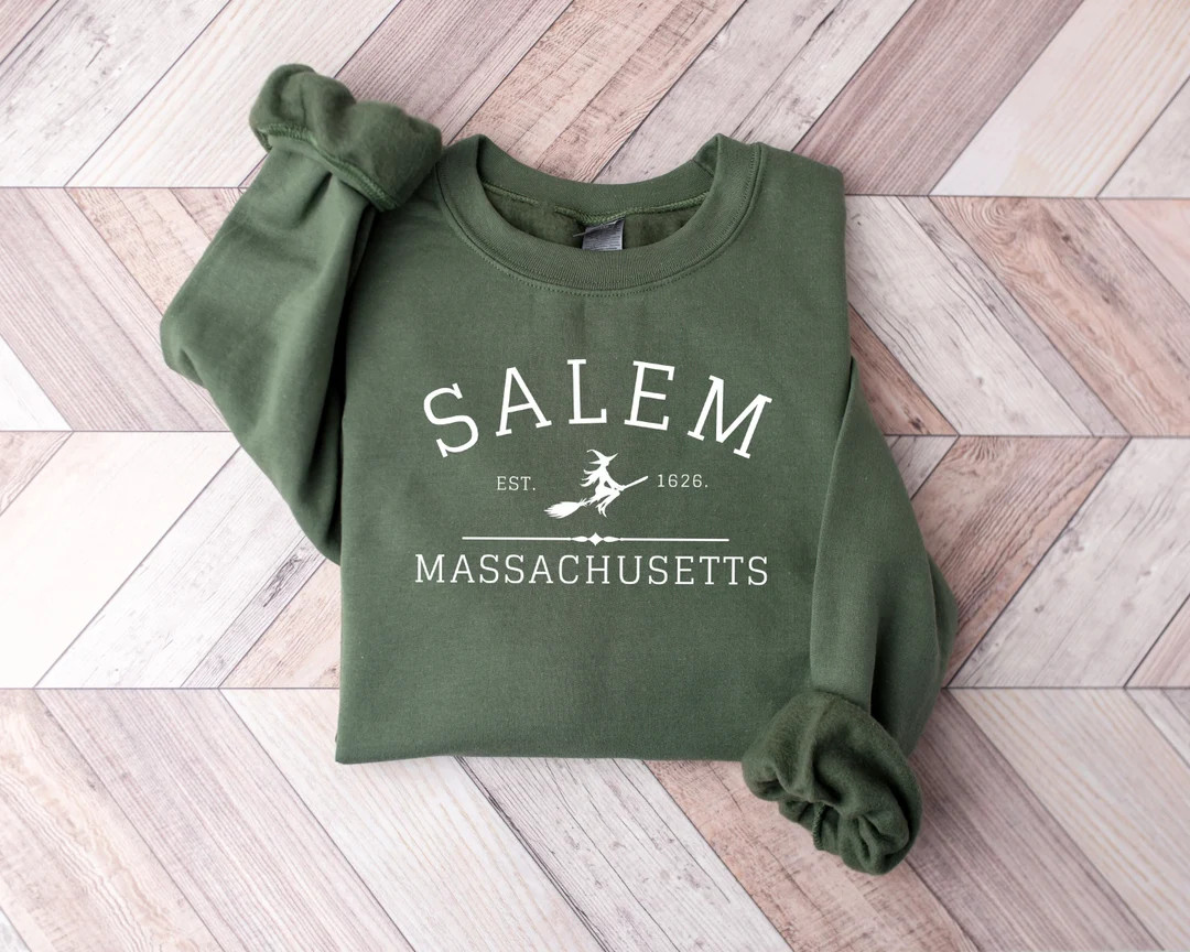 Salem Massachusetts, Crewneck Halloween Sweatshirt on Sand Color Gildan, Hocus Pocus sweatshirt, ... | Etsy (US)