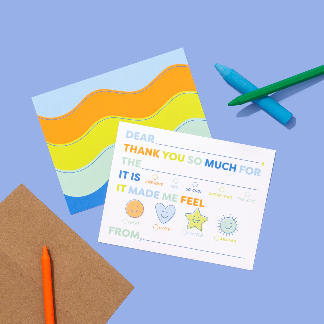 Kids Emotions Fill In Thank You Notes - Blues | Joy Creative Shop