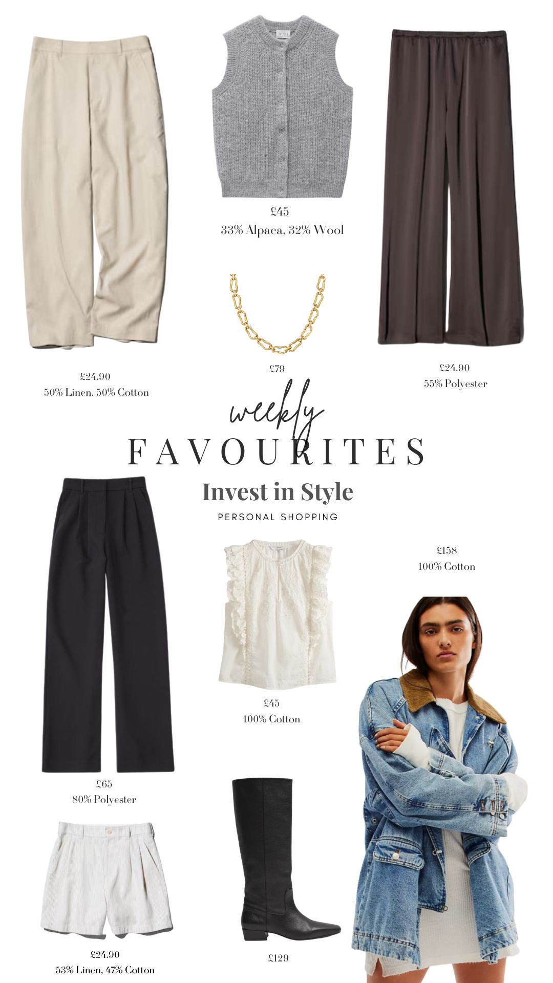 Weekly Favourites! 

Uniqlo, Zara, Hush, Abbott Lyon, Satin Trousers, Summer Style, Summer Fashion, Tailored Trousers, Denim Jacket, Tailored Shorts, Knee High Boots, Summer Staples, Transitional Style  

 #LTKuk #LTKsummer #LTKeurope