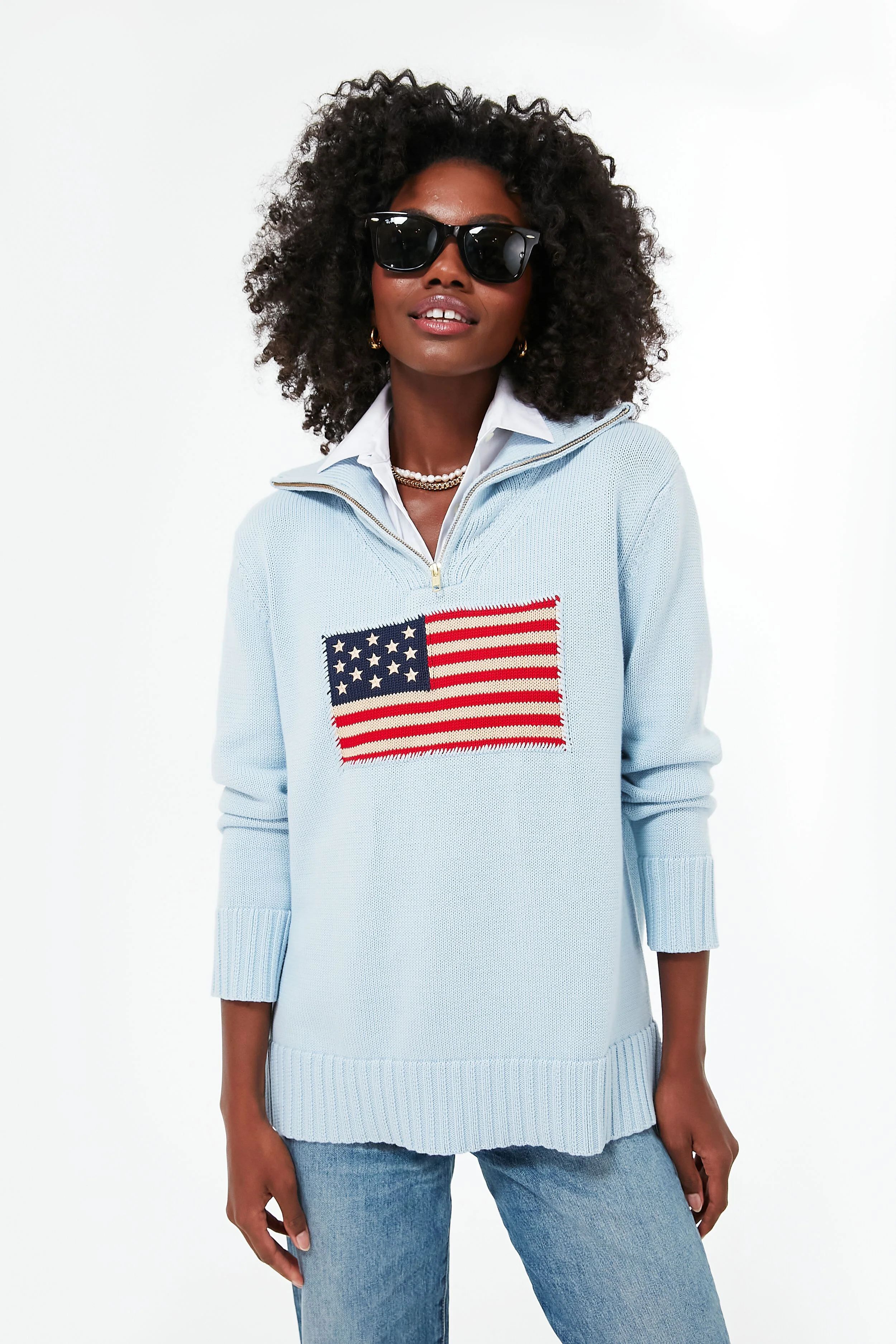 Slate Blue Americana Quarter Zip | Tuckernuck (US)