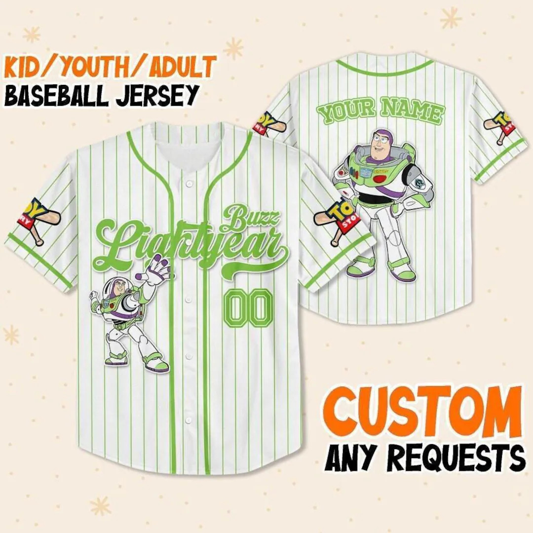 Custom Disney Toy Story Buzz Lightyear Baseball, Custom Kids, Youth, Adult Disney Baseball Jersey... | Etsy (US)