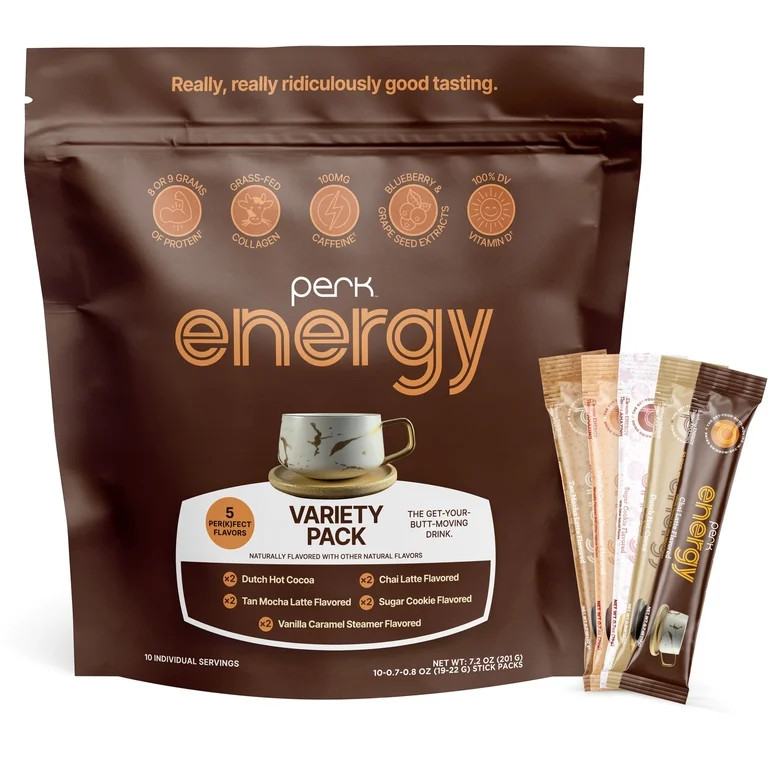 Perk Energy Drink Mix (Variety Pack) 10 Stick Packs - Caffeinated Healthy Coffee Alternative with... | Walmart (US)