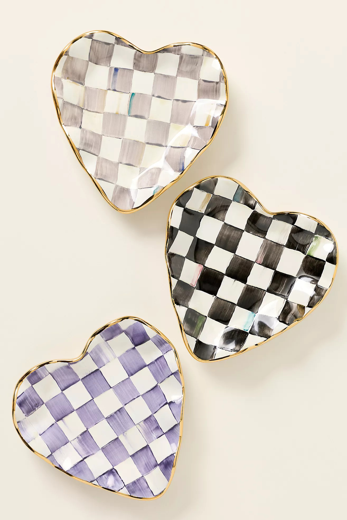 MacKenzie-Childs Check Fluted Ceramic Heart Plate | Anthropologie (US)