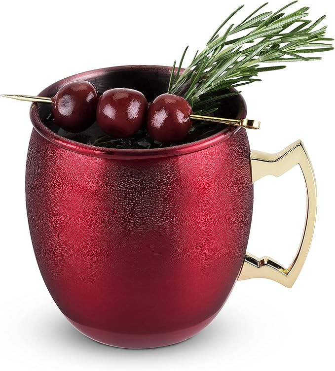 Twine Red Moscow Mule Mug, Stainless Steel, 16 oz Capacity, Holiday Gift, Cocktail Drinkware | Amazon (US)