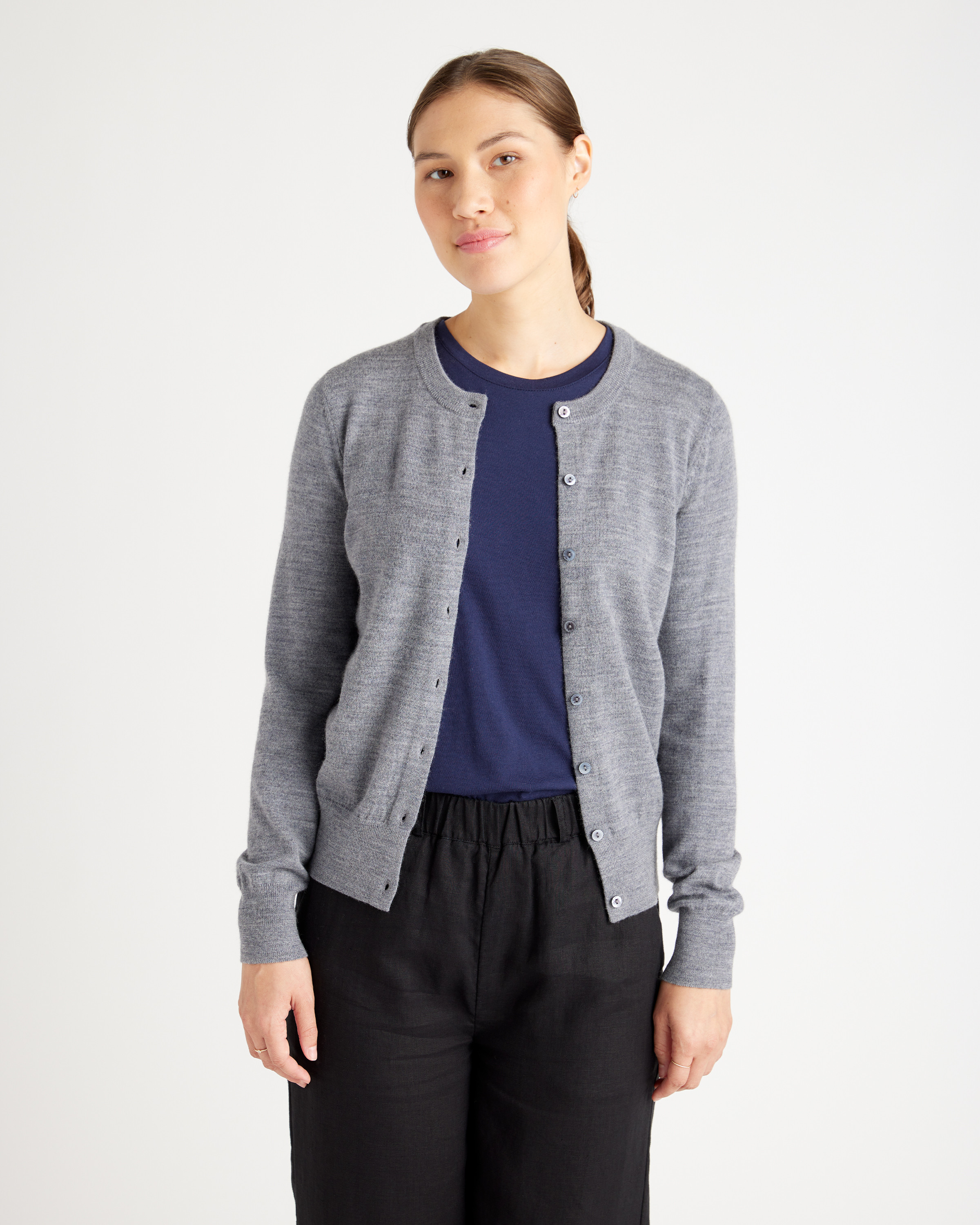 Quince | Women's Merino Button Cardigan Sweater in Heather Grey, Size XL, Merino Wool | Quince