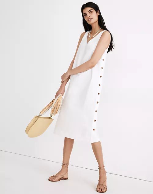 Linen-Cotton Side-Button Midi Dress | Madewell