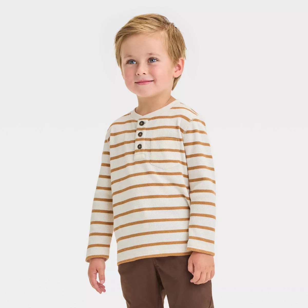 Toddler Boys' Long Sleeve Striped Pocket Henley T-Shirt - Cat & Jack™ | Target