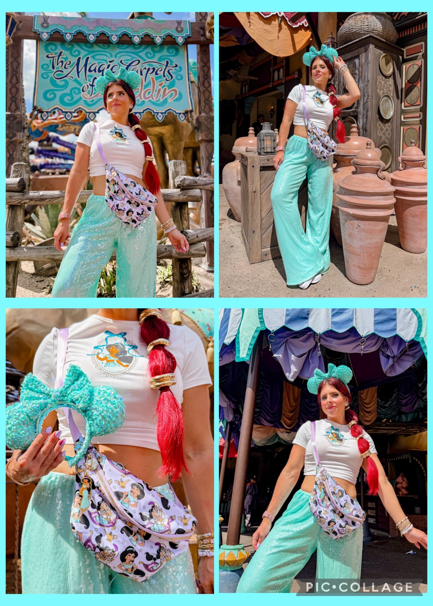 Code IGEMILY for bag, EMILY25 for ears!🩵 Jasmine bound, Princess Jasmine, disney bound, disney princess, princess Jasmine outfit, disney outfit Inspo, magic kingdom outfit, disney style, disney girl, disney adult 

#LTKSaleAlert #LTKgrwm #LTKootd