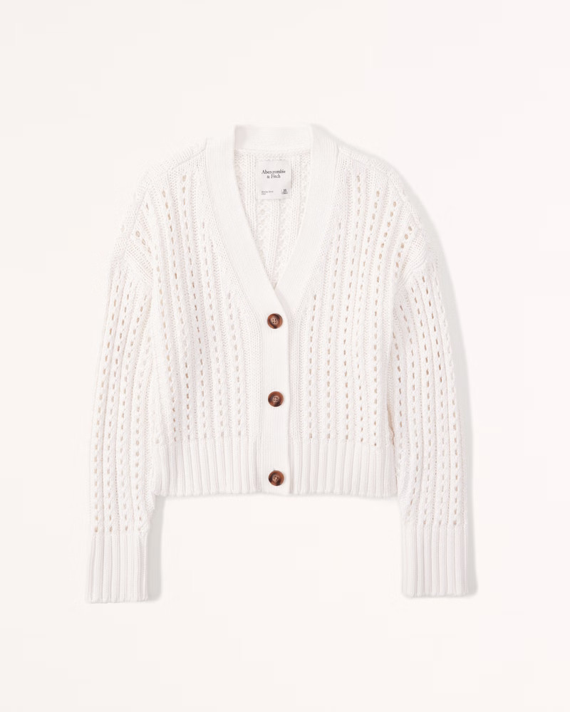Mesh Stitch Short Cardigan | Abercrombie & Fitch (US)