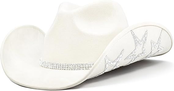 Rhinestone Cowgirl Hat Disco Cowboy Hat Felt Western Nashville Bachelorette Party Hat for Teens a... | Amazon (US)