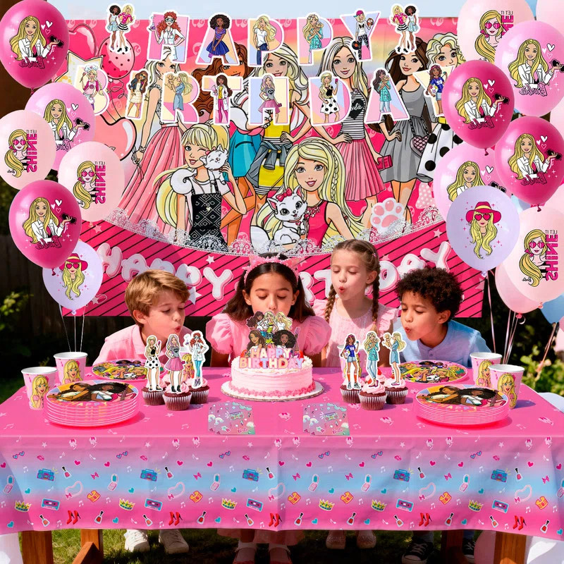 Barbie Princess Birthday Decorations 98 Pcs Barbie Princess Party Tableware | Wayfair North America