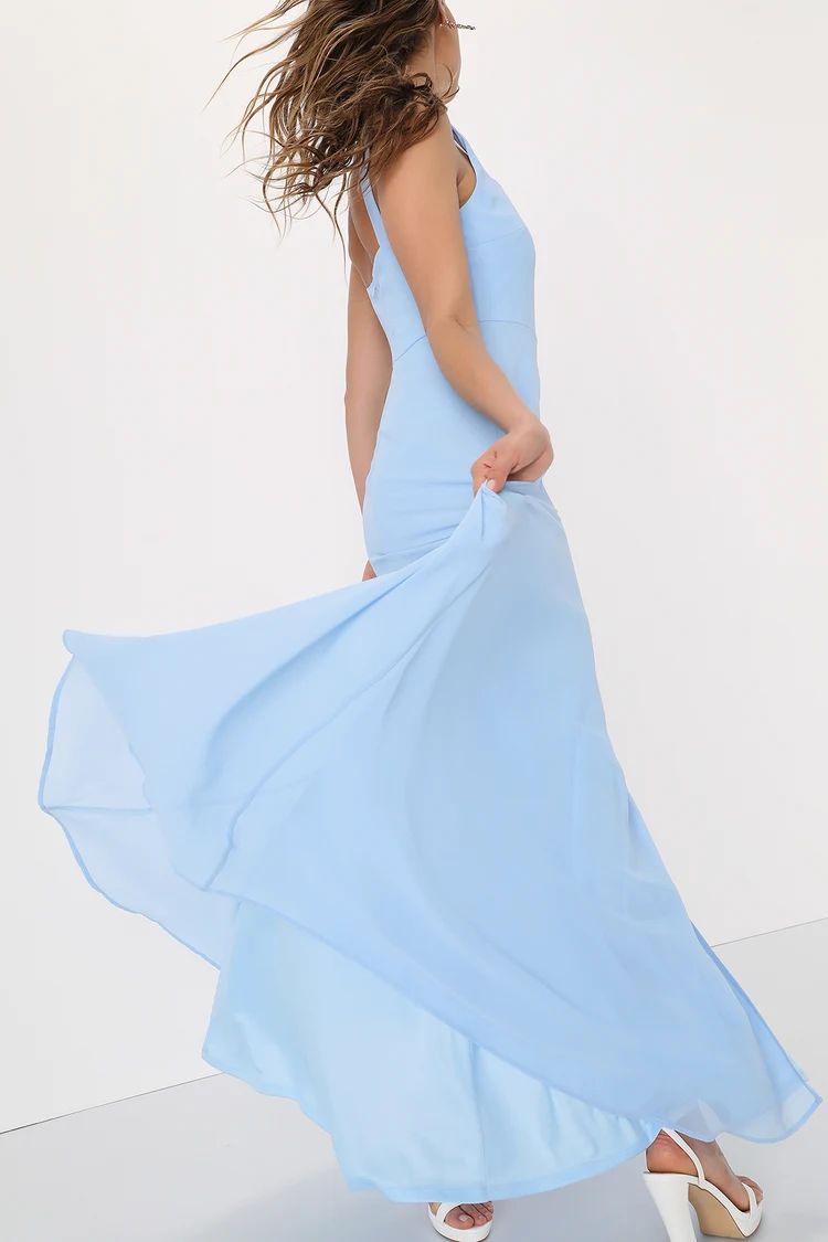 Remarkable Arrival Powder Blue Sleeveless Maxi Dress | Lulus