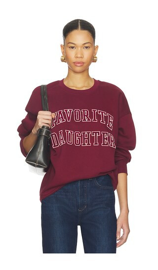 Favorite Daughter The Collegiate Embroidery Sweatshirt in Burgundy. - size S | Revolve Clothing (Global)