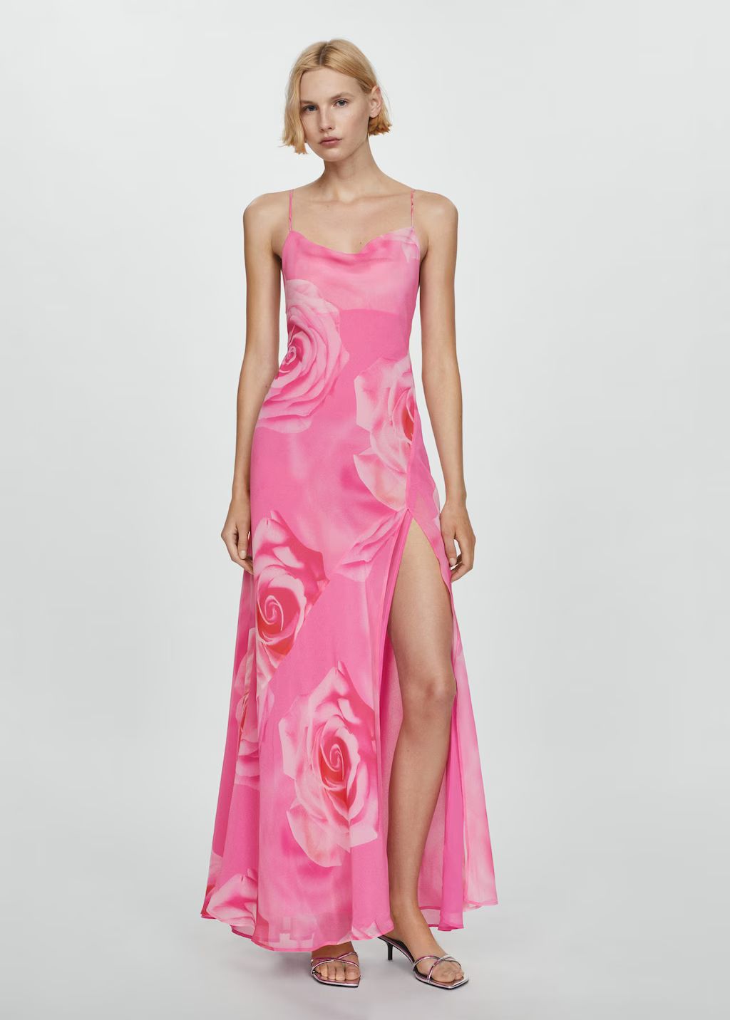 Floral dress with slit -  Women | Mango USA | MANGO (US)