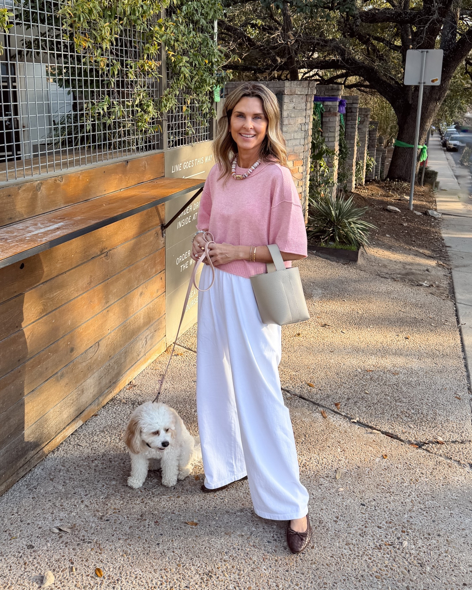 -Love these pull on jersey pants, the fit is flattering! I also grabbed them in black. Wearing XS. I’m 5’6’’.
-cashmere short sleeve top I have in several colors! I wear XS. 
-new woven flats that are the perfect soft chocolate brown for spring! TTS
-new bucket bag in a soft neutral to go with everything

#LTKootd #LTKOver40 #LTKSeasonal