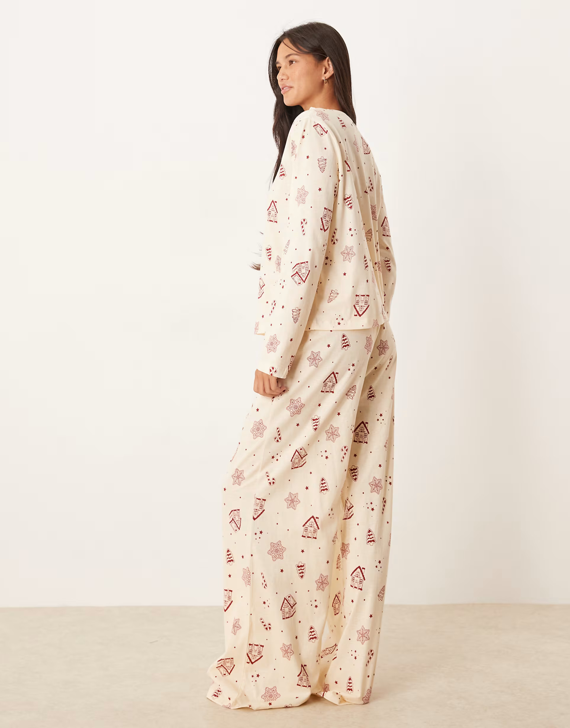 ASOS DESIGN Christmas cookie long sleeve top & pants pajama set in cream | ASOS | ASOS (Global)
