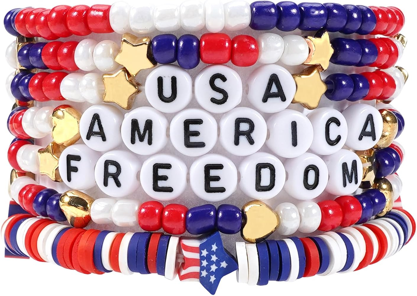 4th of July Bracelets for Women Girls America Flag Bracelets USA Red White and Blue Patriotic Str... | Amazon (US)