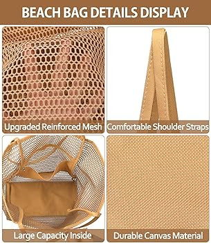 Hatisan Upgraded Mesh Tote Hobo Bag: Women's Beach Accessories | Amazon (US)