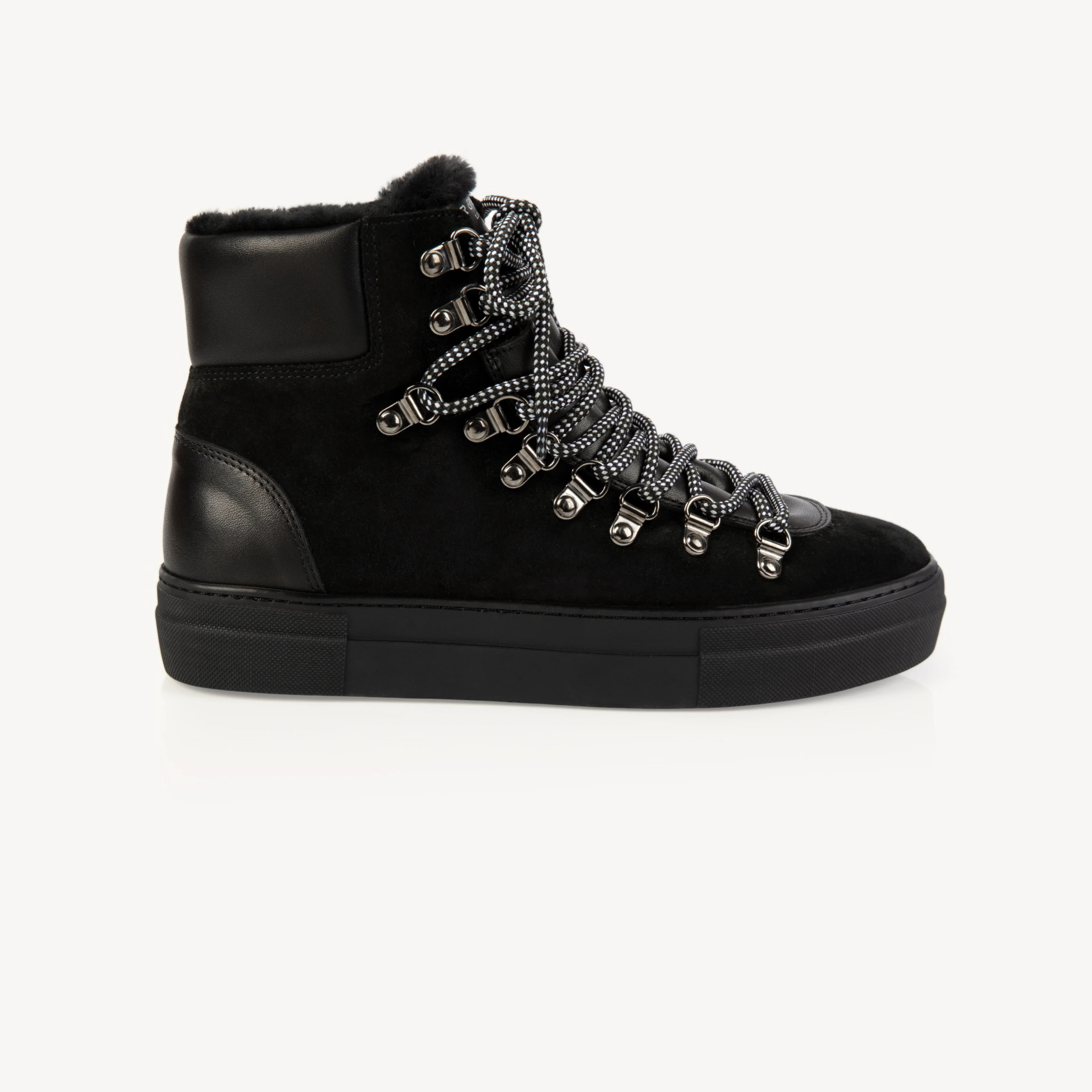 Camino: Black Suede & Shearling High Tops from Air & Grace | Air & Grace