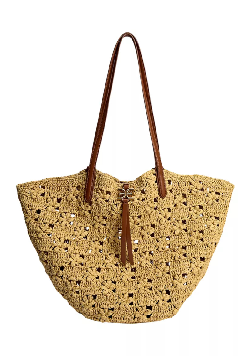 Layla Floral Raffia Fan Tote | Belk