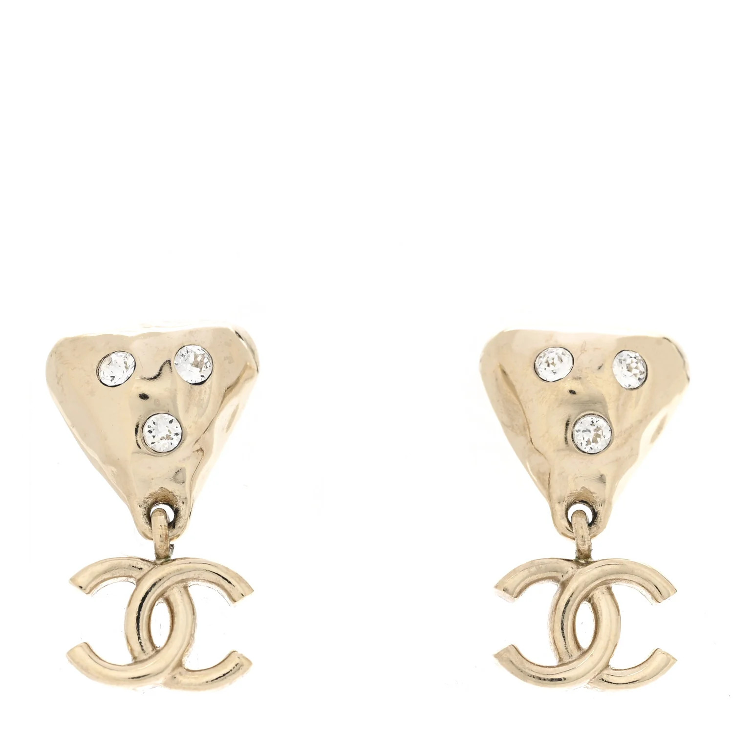 Chanel Crystal CC Drop Earrings Gold 1772468 | FASHIONPHILE (US)