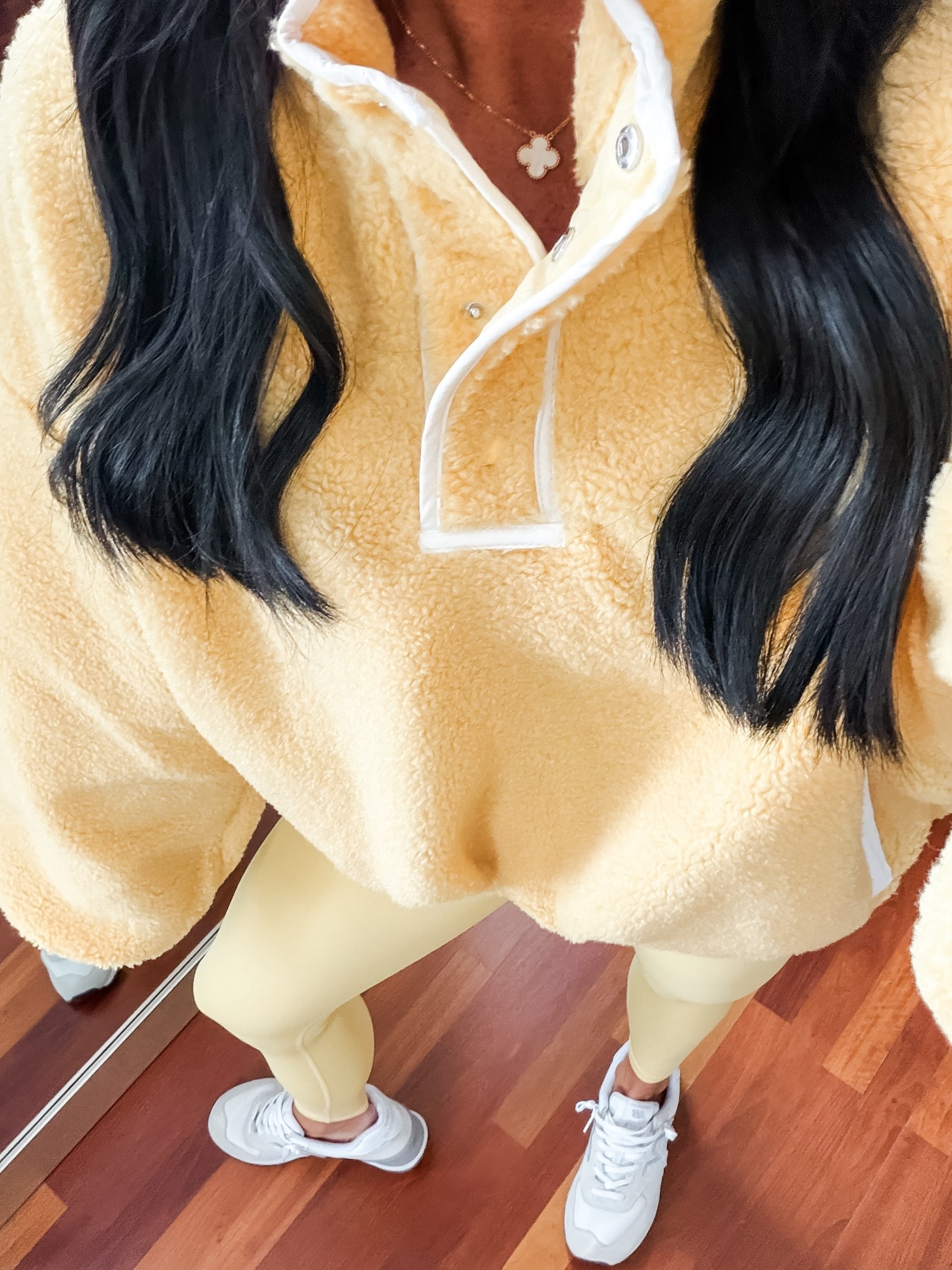 Wearing M/L fleece
Small leggings 

#LTKootd #LTKActive #LTKfitnessgoals