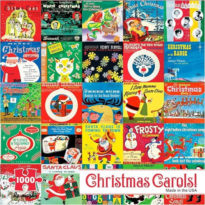 Re-marks Christmas Carols Collage for All Ages, 1000-Piece Holiday Puzzle | Amazon (US)
