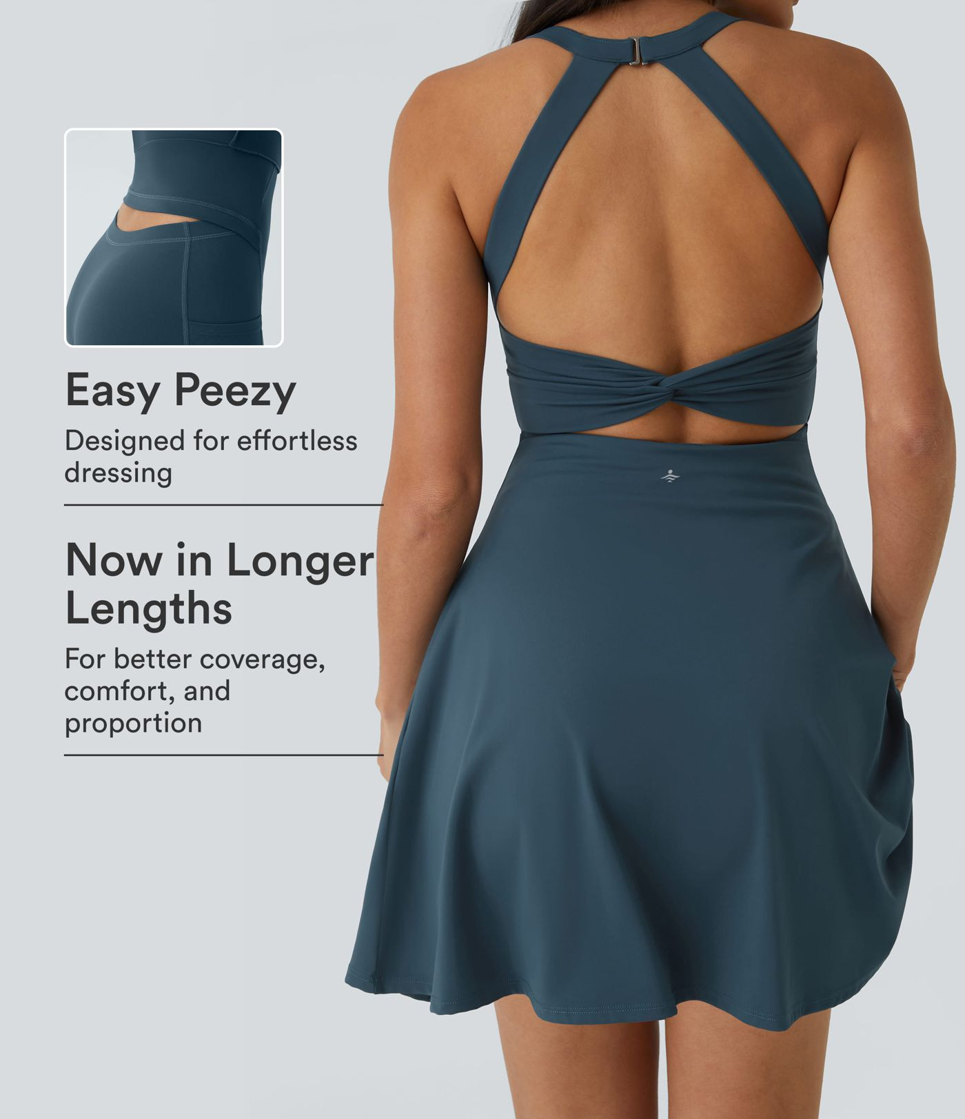 Women\u2019s SoftlyZero\u2122 Airy Backless Twisted Flare Low Support Dance Active Dress-Longer L... | HALARA
