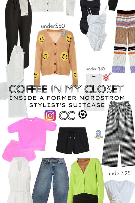 COFFEE IN MY CLOSET 
After a career as a Nordstrom Stylist I made new versions of my resort casual capsule wardrobe with pieces starting at eight dollars.

See what’s inside my suitcase 