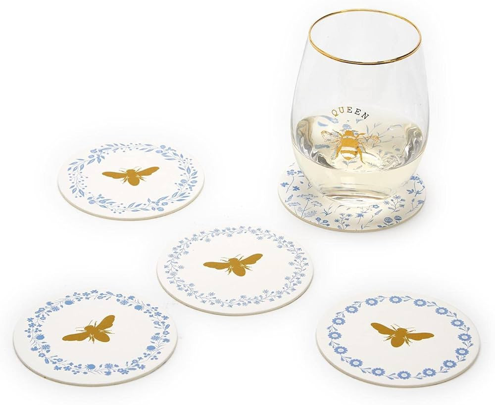 Two's Company Paper Bees and Blooms Heavyweight Paper Coasters in Gift Box, Set of 24, Drinking B... | Amazon (US)