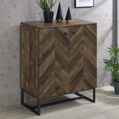 Carolyn Rustic Oak/Gunmetal 2-Door Accent Cabinet | Wayfair North America
