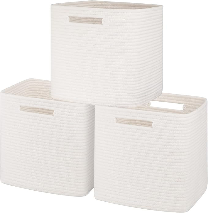 Storage Cubes Cotton Rope Woven Baskets for Organizing, 3-Pack 11 * 11 Inches Shelf Storage Baske... | Amazon (US)