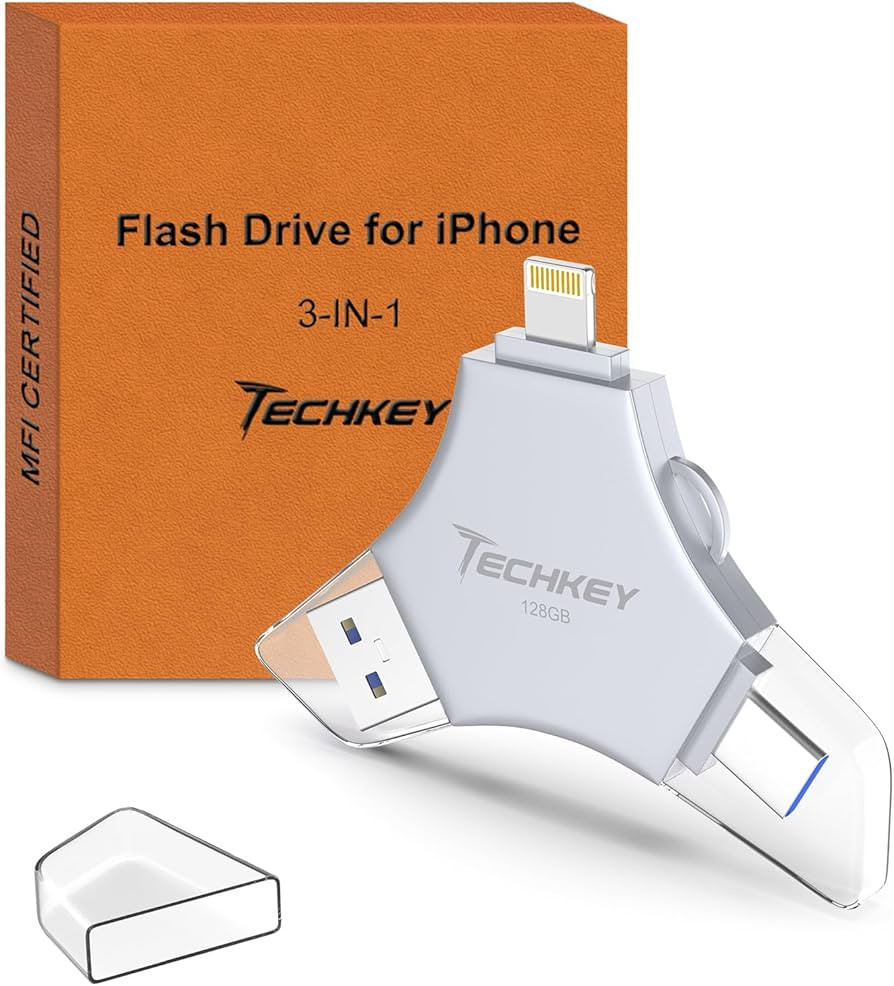 MFi Certified USB 3.0 Flash Drive 128GB for iPhone, 3in1 External Memory Photo Keeper Storage Sti... | Amazon (US)