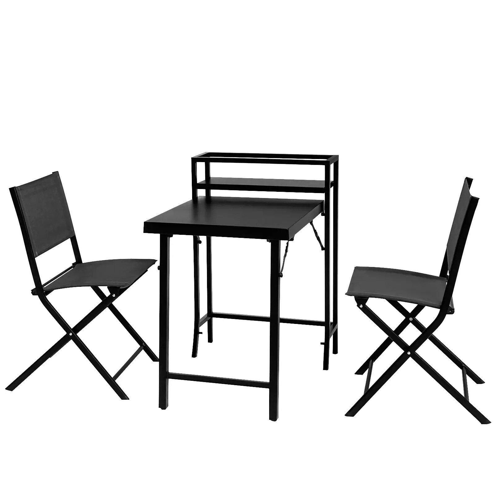 Blisstyle 3pcs Patio Bistro Set Patio Set of Foldable Patio Table and Chairs Outdoor Patio Furniture Sets Black Outdoor Patio Chairs one_size | PC844 | Lowe's