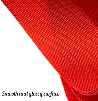25 Yards Red Satin Ribbon 1 1/2inch, Single Face Polyester Silk Fabric Hair String Ribbon for Cra... | Amazon (US)