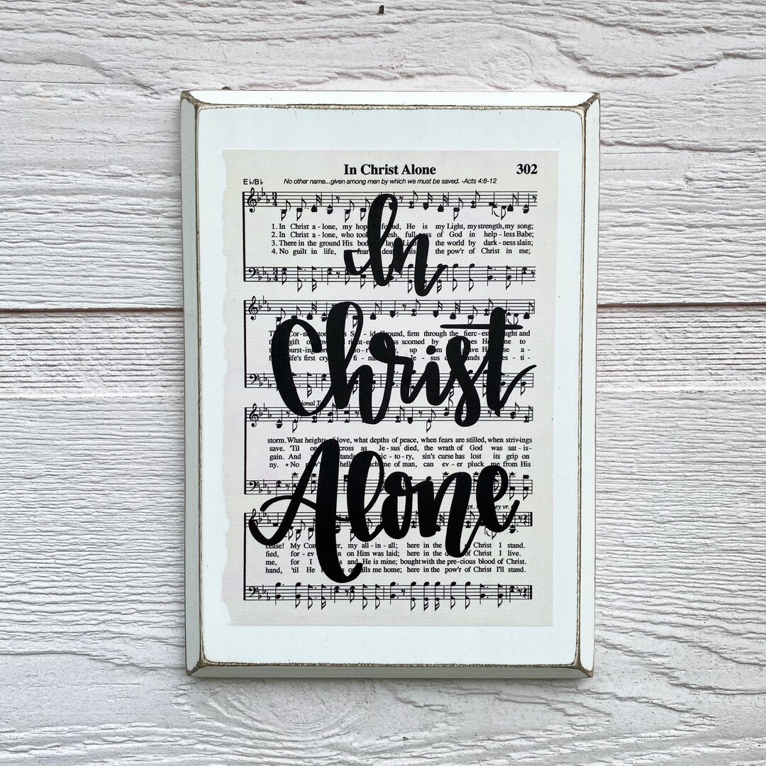 Hand-Lettered "In Christ Alone" Hymn Board: Distressed Wood Christian Art | Etsy (US)