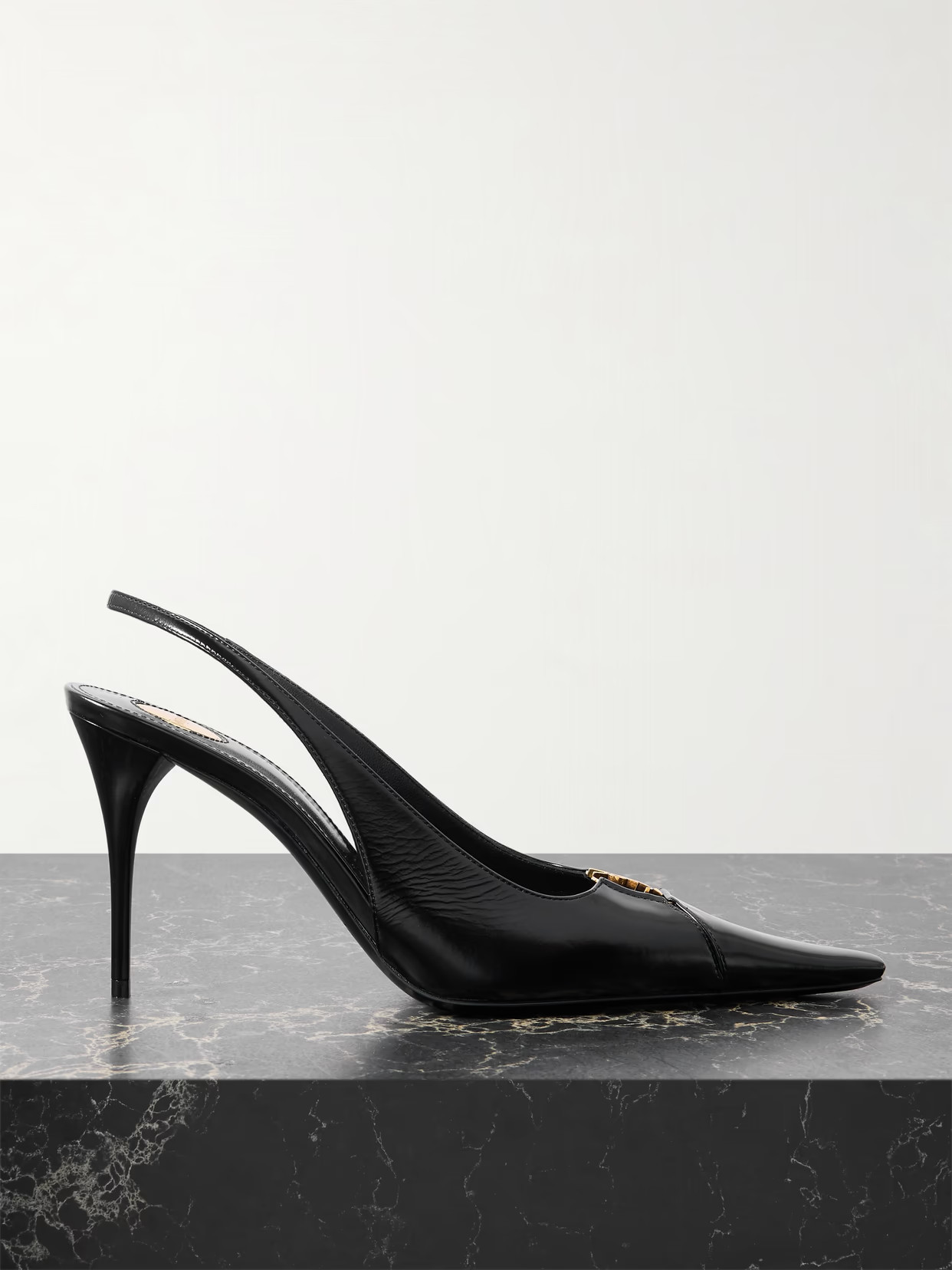 SAINT LAURENT - Babylone Cutout Leather Slingback Pumps - Black | NET-A-PORTER (US)