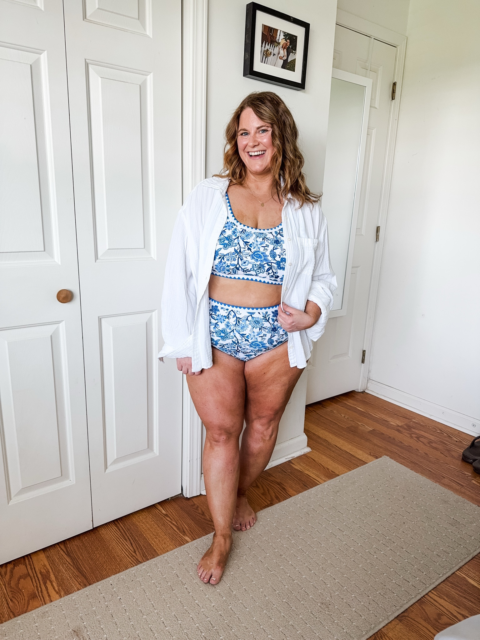 Wearing an XL in my swimsuit and a large in my gauze button dow

#LTKSwim #LTKMidsize #LTKSaleAlert