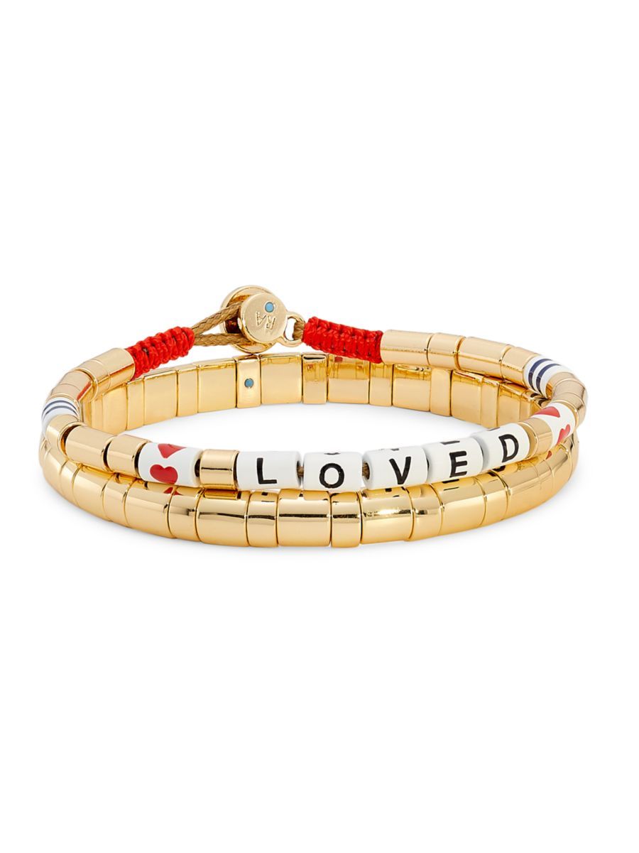 Loved Gold 2-Piece Goldtone, Enamel & Cubic Zirconia Bracelet Set | Saks Fifth Avenue